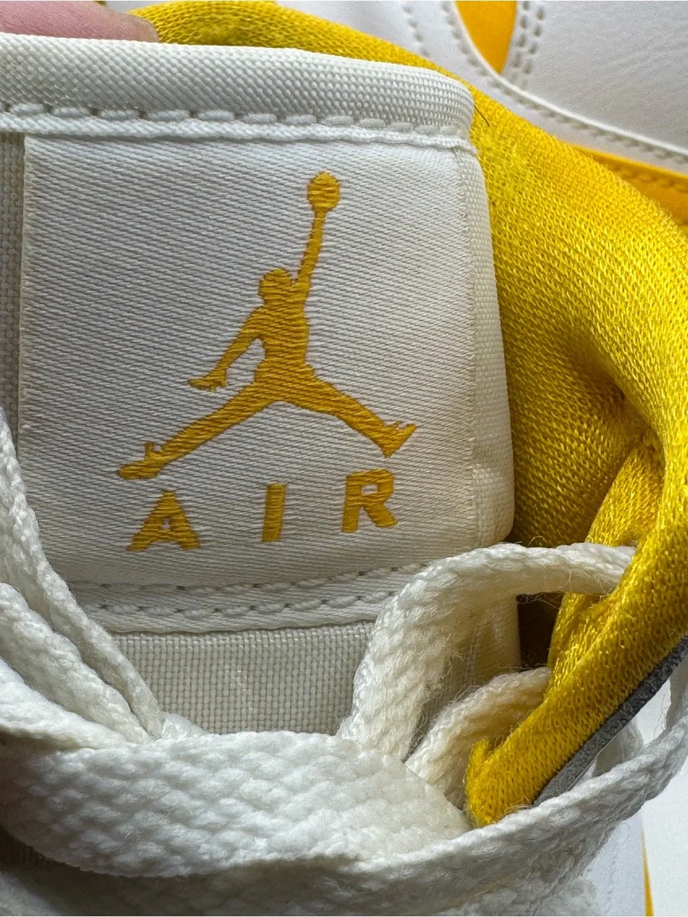 Nike Air Jordan Men’s 9 High Top Sneakers in Yellow and White